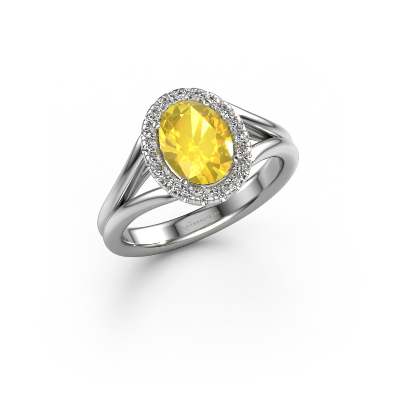 Image of Engagement ring Verla ovl 1 950 platinum Yellow sapphire 8x6 mm