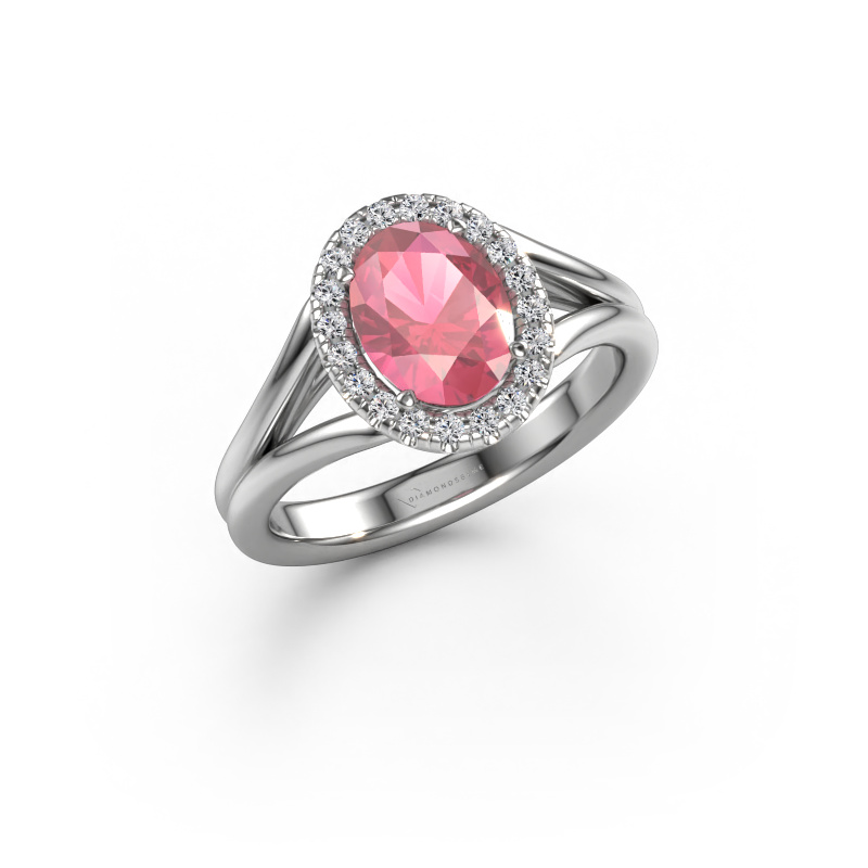 Image of Engagement ring Verla ovl 1 585 white gold Tourmaline pink 8x6 mm