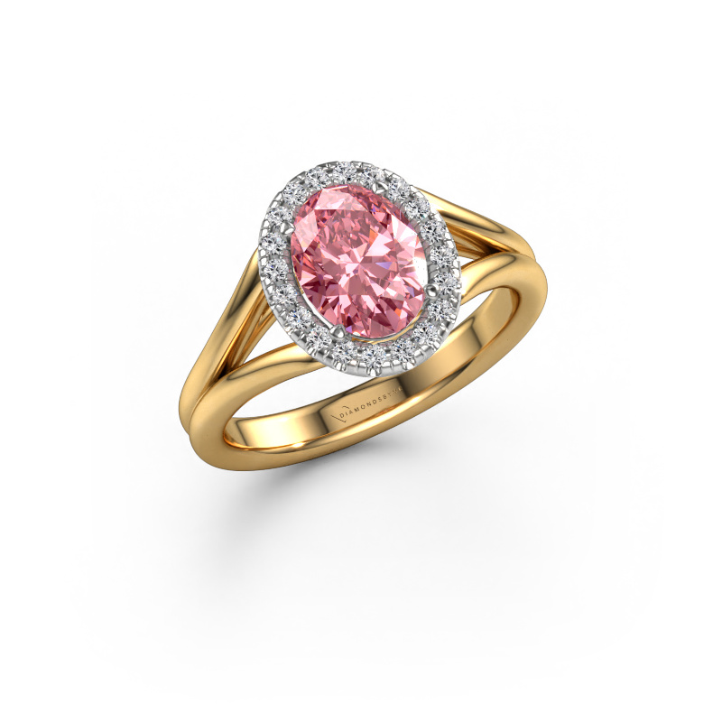 Image of Engagement ring Verla ovl 1 585 gold Pink lab grown diamond 8x6 mm
