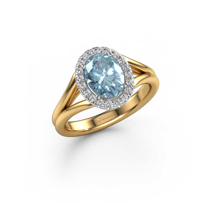 Image of Engagement ring Verla ovl 1 585 gold Blue lab grown diamond 8x6 mm