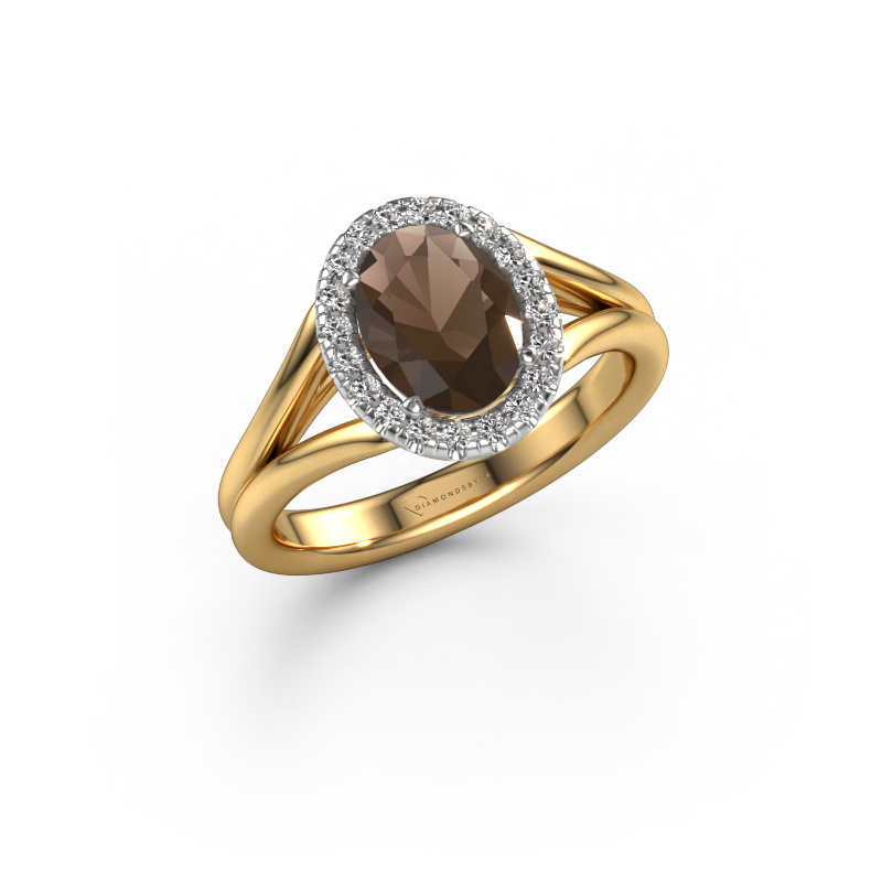 Image of Engagement ring Verla ovl 1 585 gold Smokey quartz 8x6 mm