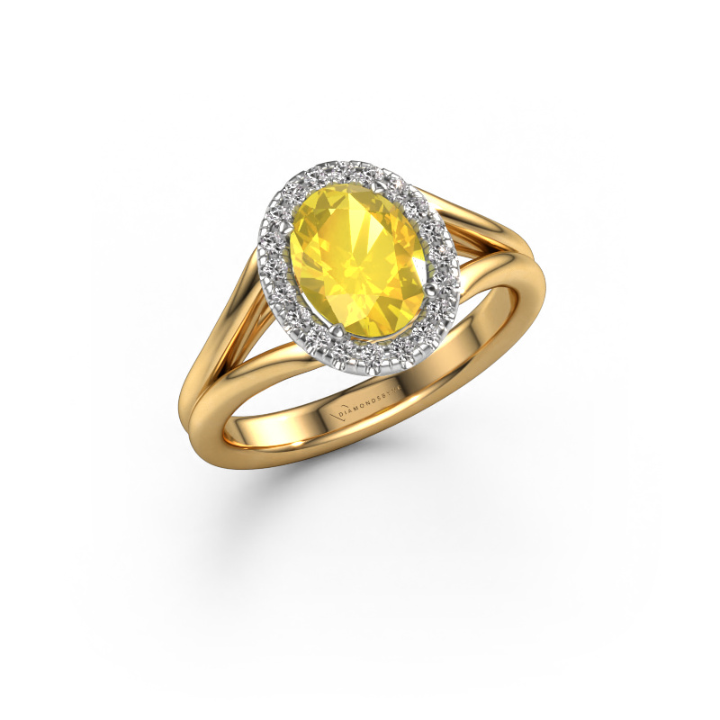 Bild von Verlobungsring Verla ovl 1 585 Gold Gelb Saphir 8x6 mm