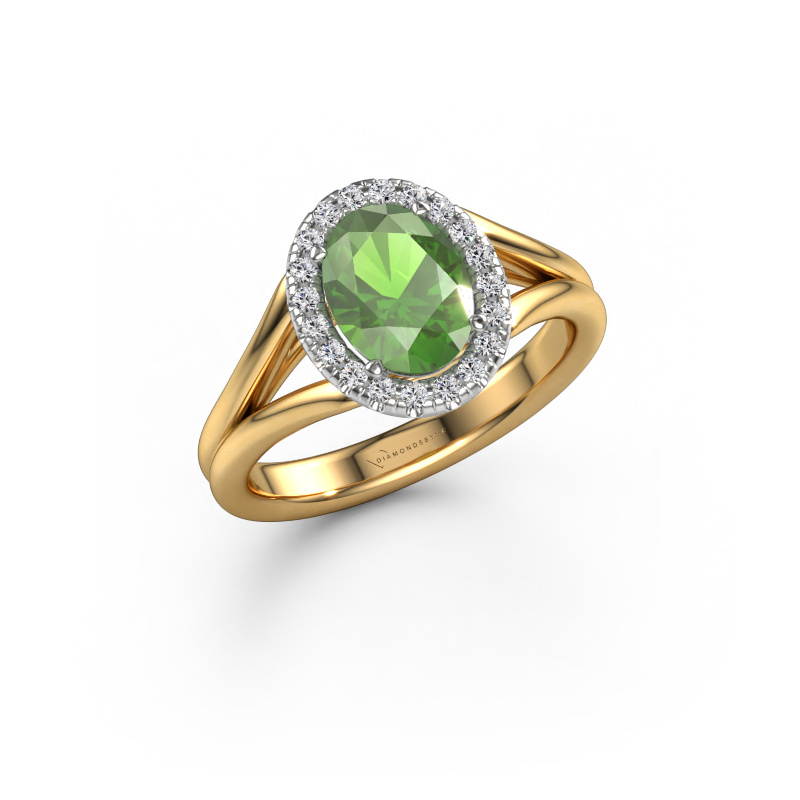 Bild von Verlobungsring Verla ovl 1 585 Gold Turmalin grün 8x6 mm