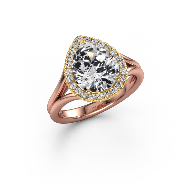 Image de Bague de fiançailles Verla pear 1 585 or rose Diamant synthétique 2.34 crt