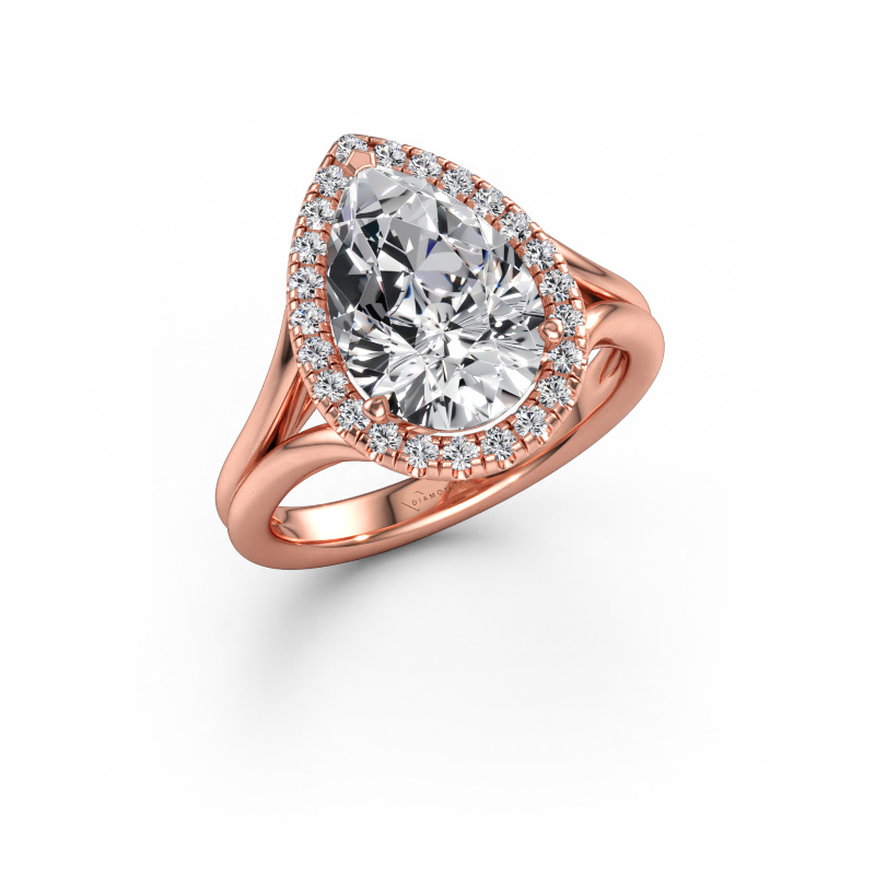 Bild av Förlovningsring Verla pear 1 585 roséguld Labbodlad diamant 3.288 crt