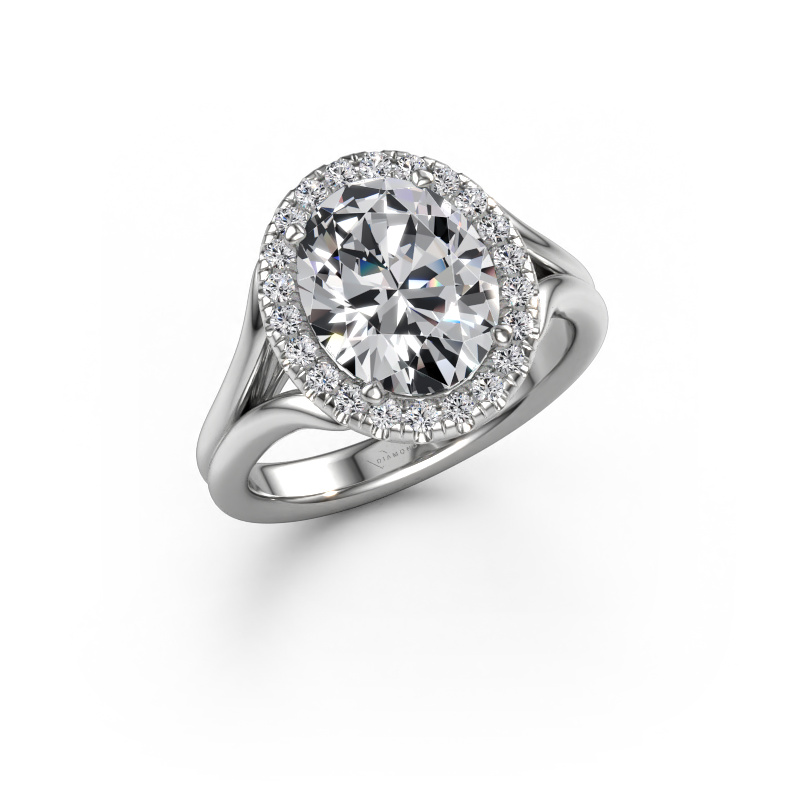 Image de Bague de fiançailles Verla ovl 1 585 or blanc Diamant synthétique 2.964 crt