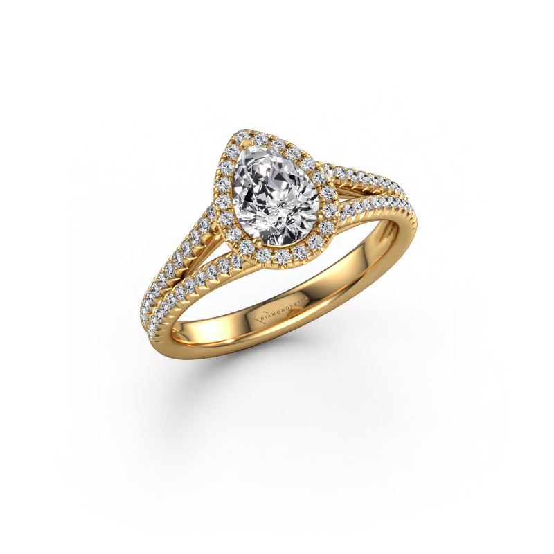 Image de Bague de fiançailles Verla pear 2 585 or jaune Diamant synthétique 0.99 crt
