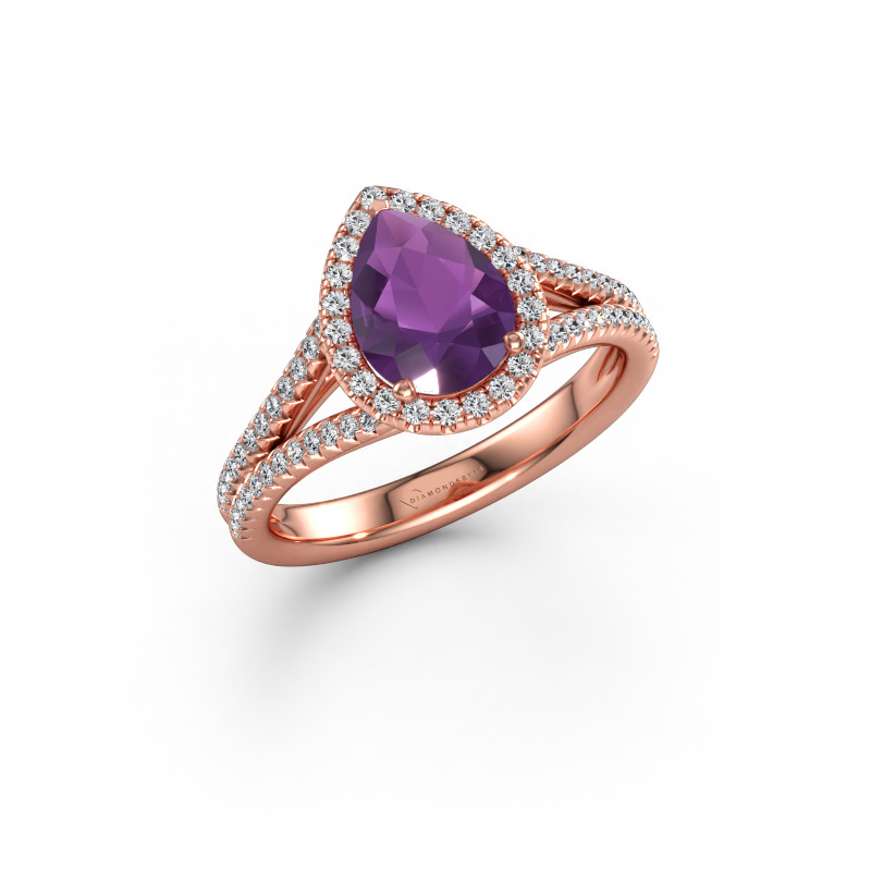 Immagine di Anello di fidanzamento Verla pear 2 585 oro rosa Ametista 8x6 mm