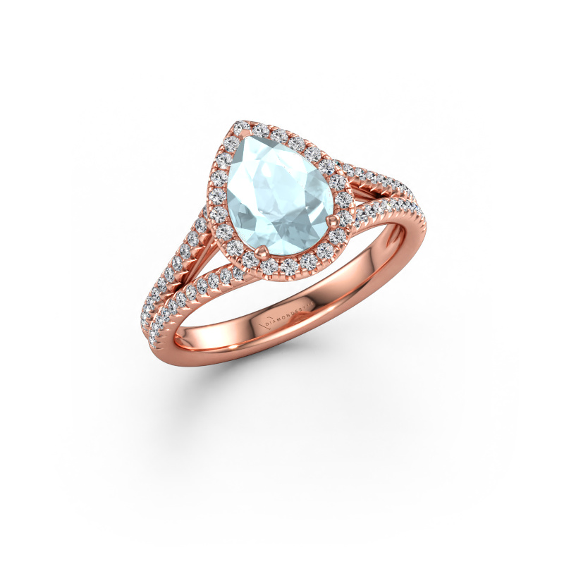 Immagine di Anello di fidanzamento Verla pear 2 585 oro rosa Acquamarina 8x6 mm