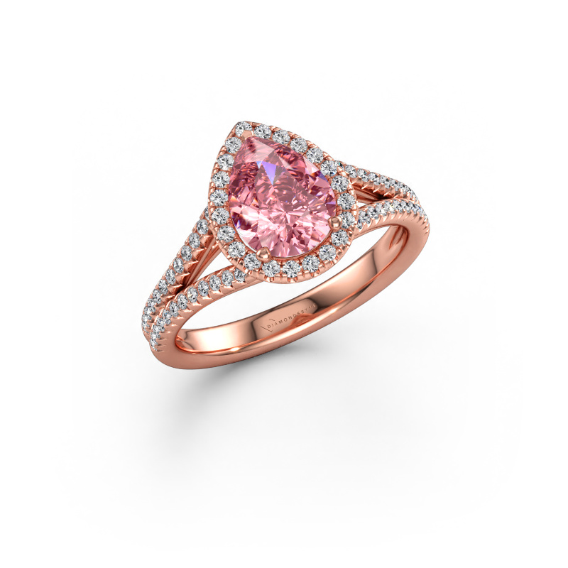 Image of Engagement ring Verla pear 2 585 rose gold Pink lab grown diamond 8x6 mm