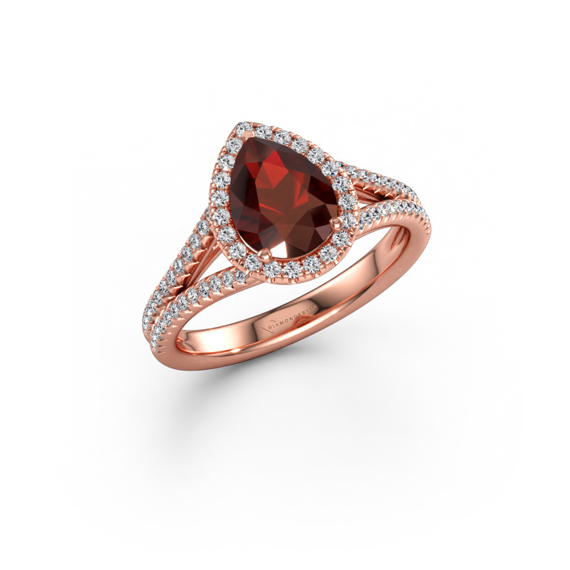 Bild av Förlovningsring Verla pear 2 585 roséguld Granat 8x6 mm