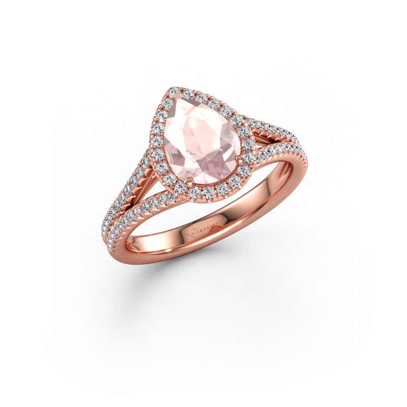 Immagine di Anello di fidanzamento Verla pear 2 585 oro rosa Morganite champagne 8x6 mm