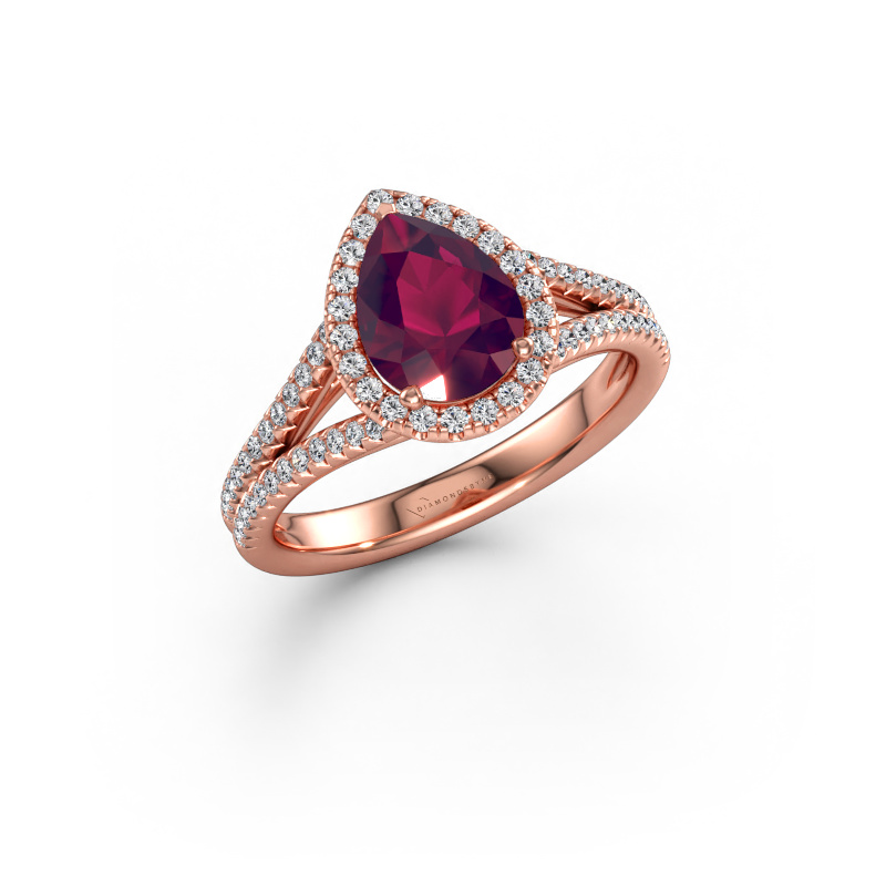 Immagine di Anello di fidanzamento Verla pear 2 585 oro rosa Rodolite 8x6 mm