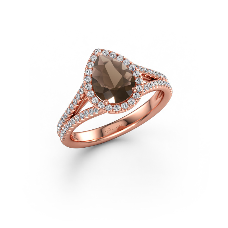 Immagine di Anello di fidanzamento Verla pear 2 585 oro rosa Quarzo fumé 8x6 mm