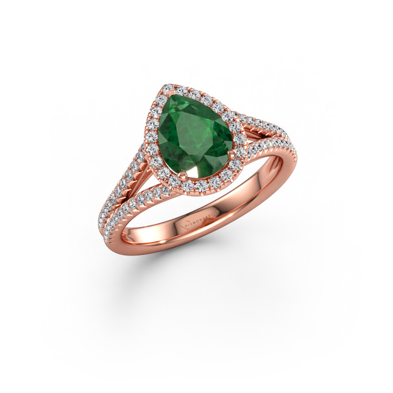 Bild av Förlovningsring Verla pear 2 585 roséguld Smaragd 8x6 mm