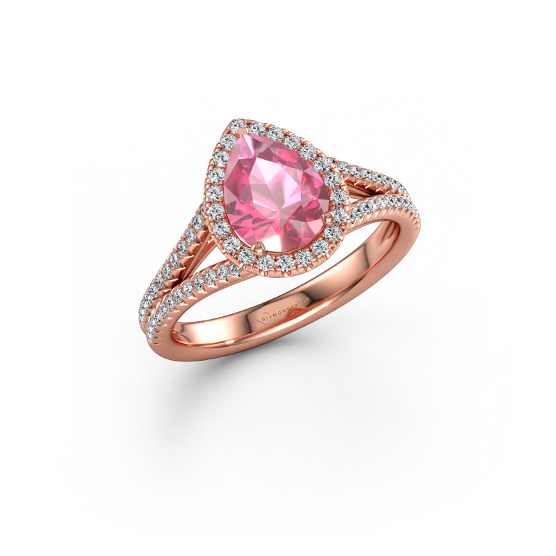 Bild av Förlovningsring Verla pear 2 585 roséguld Rosa safir 8x6 mm