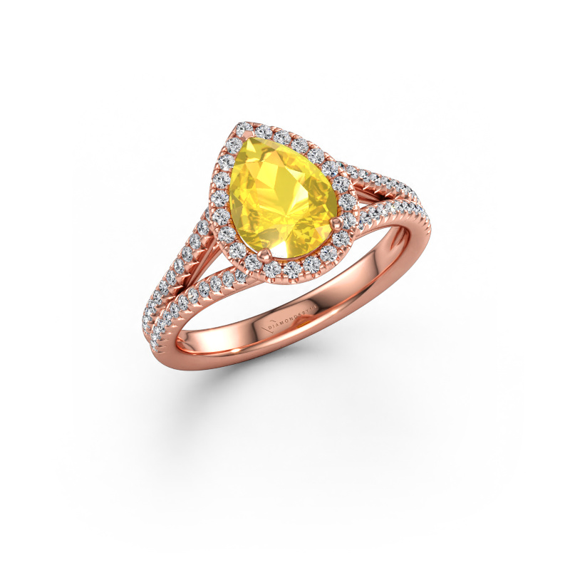 Bild av Förlovningsring Verla pear 2 585 roséguld Gul safir 8x6 mm