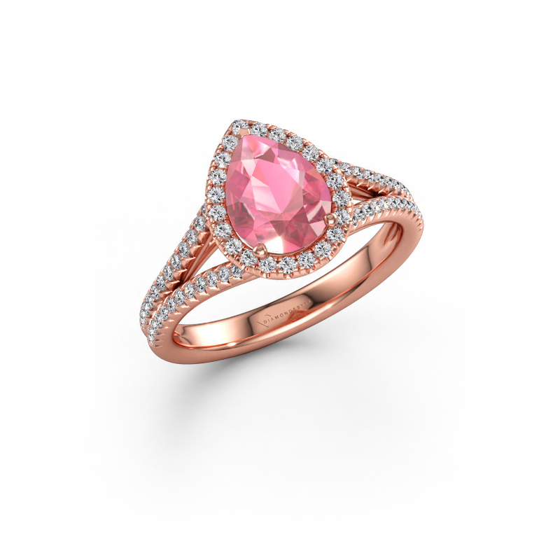 Bild av Förlovningsring Verla pear 2 585 roséguld Rosa turmalin 8x6 mm