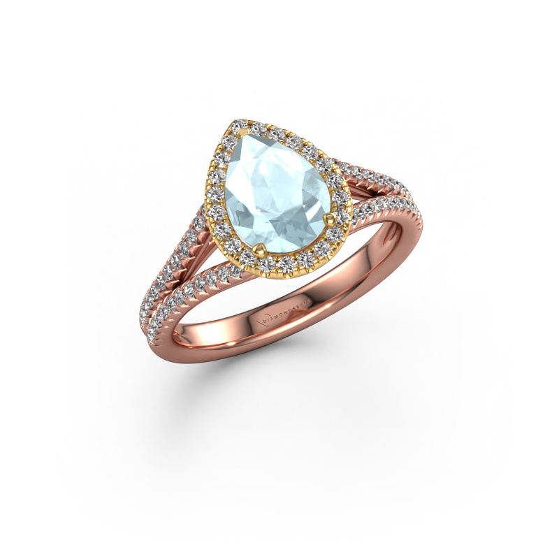 Image of Engagement ring Verla pear 2 585 rose gold Aquamarine 8x6 mm