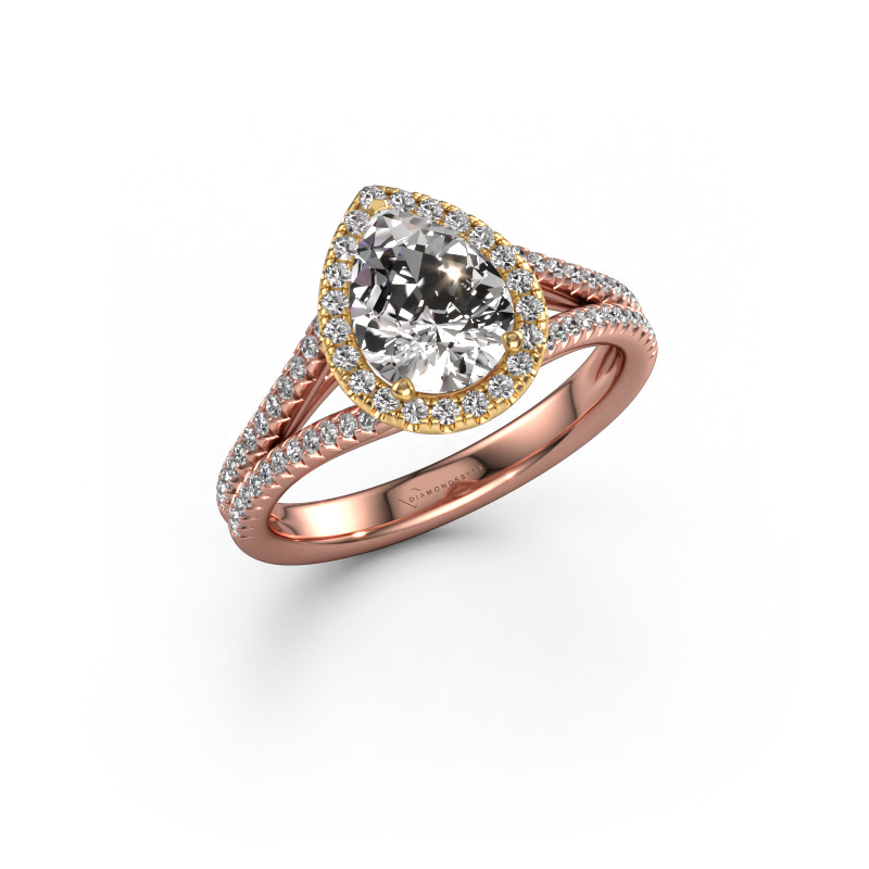 Image de Bague de fiançailles Verla pear 2 585 or rose Diamant synthétique 1.387 crt