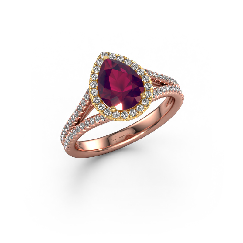Bild von Verlobungsring Verla pear 2 585 Roségold Rhodolit 8x6 mm