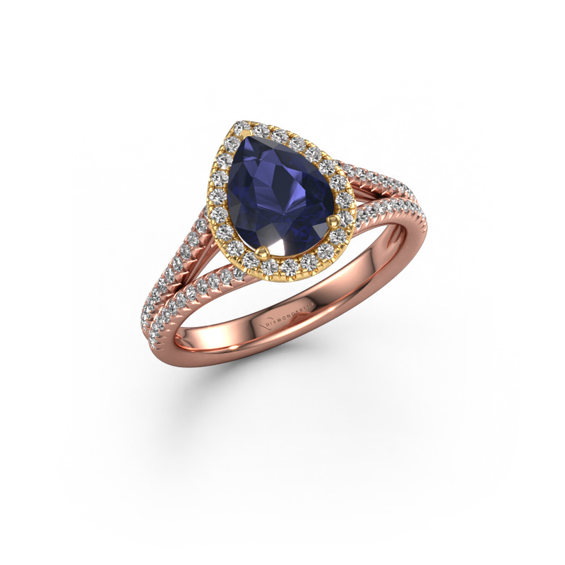 Image of Engagement ring Verla pear 2 585 rose gold Sapphire 8x6 mm