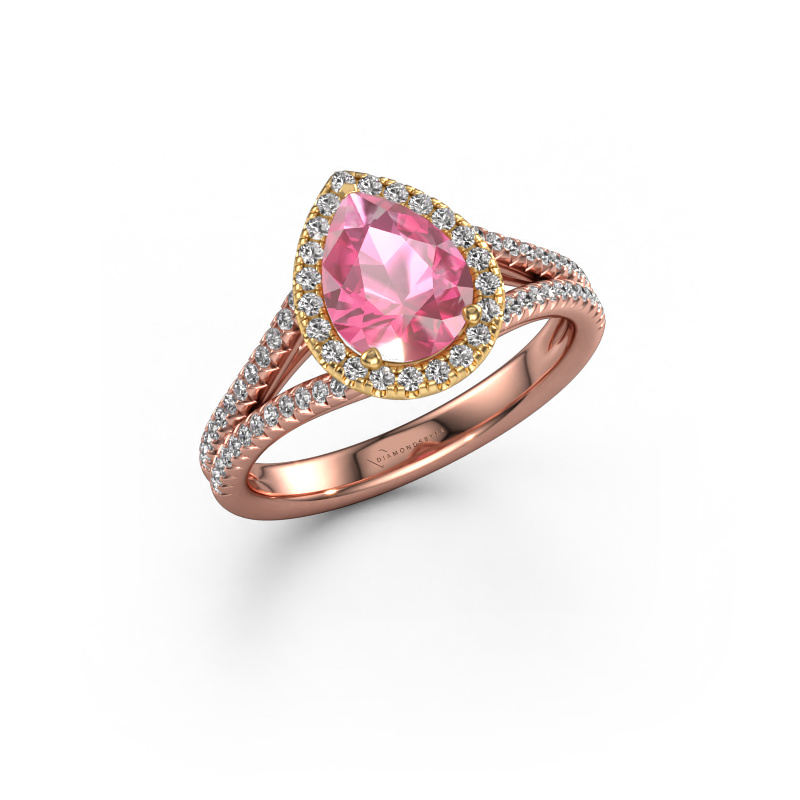 Image of Engagement ring Verla pear 2 585 rose gold Pink sapphire 8x6 mm