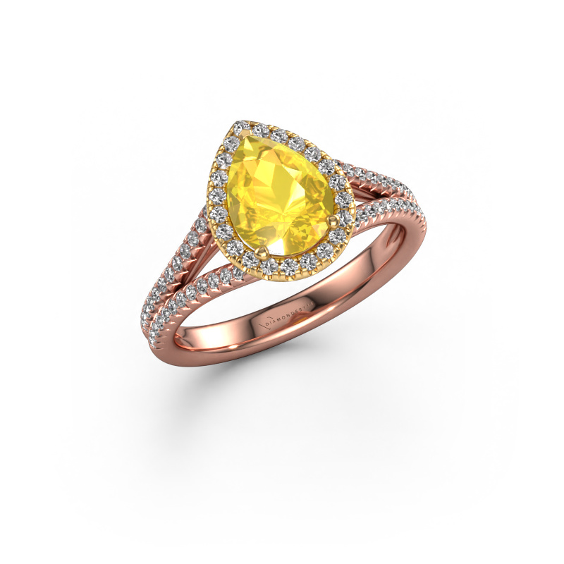 Bild von Verlobungsring Verla pear 2 585 Roségold Gelb Saphir 8x6 mm