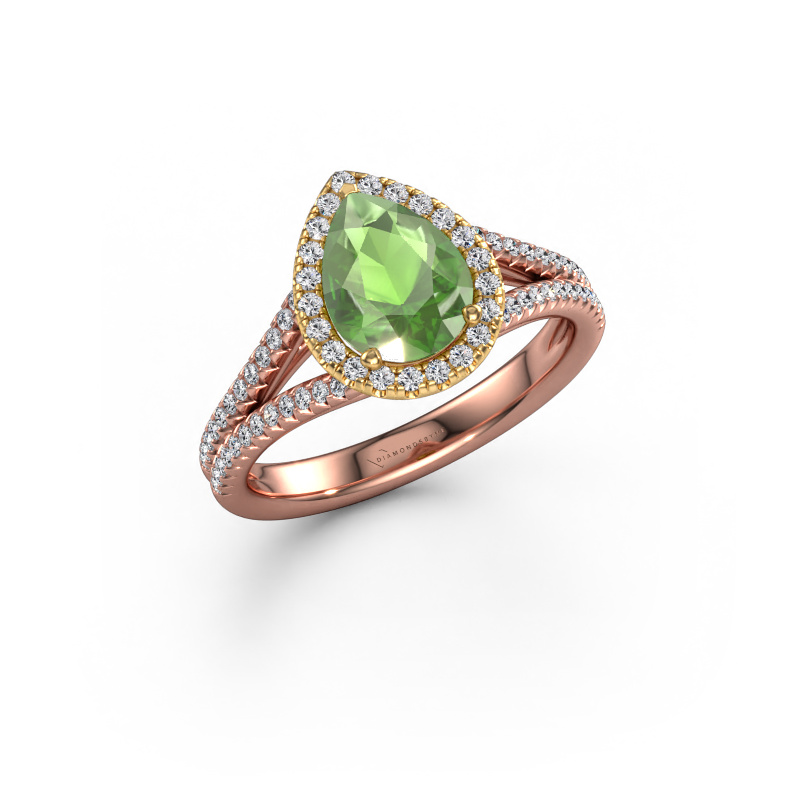 Bild von Verlobungsring Verla pear 2 585 Roségold Turmalin grün 8x6 mm