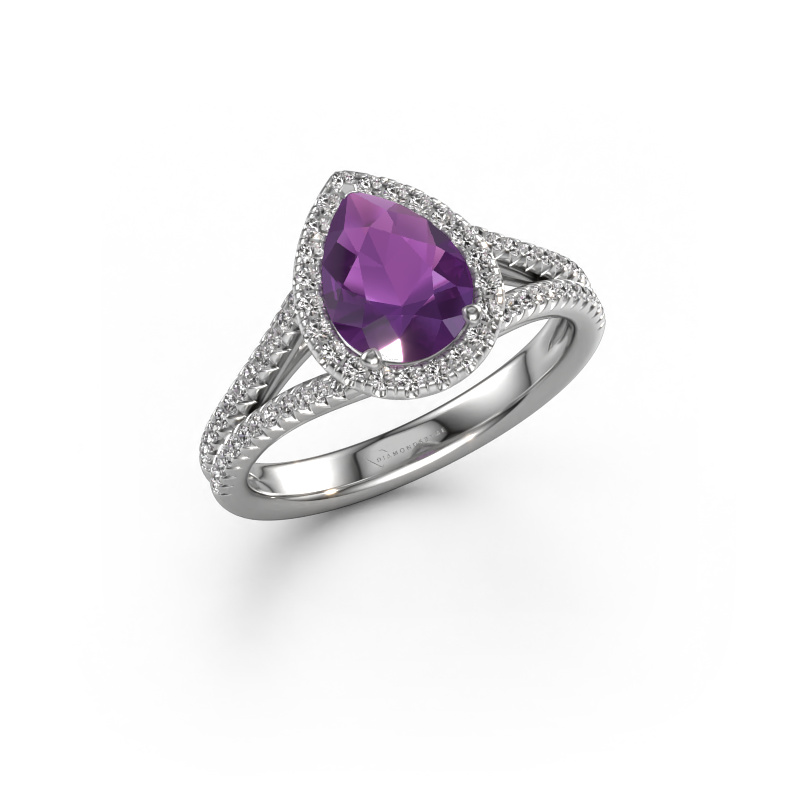 Image of Engagement ring Verla pear 2 950 platinum Amethyst 8x6 mm