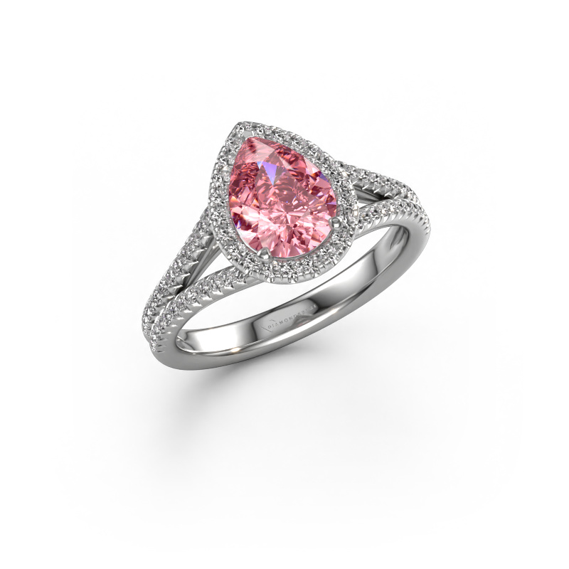 Image of Engagement ring Verla pear 2 950 platinum Pink lab grown diamond 8x6 mm