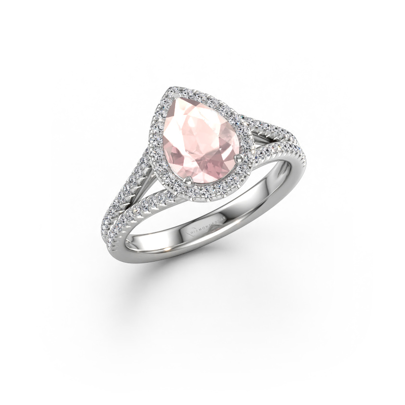 Immagine di Anello di fidanzamento Verla pear 2 950 platino Morganite champagne 8x6 mm