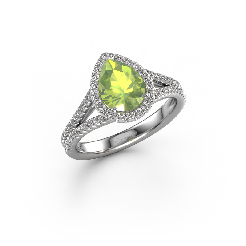 Image de Bague de fiançailles Verla pear 2 950 platine Péridot 8x6 mm