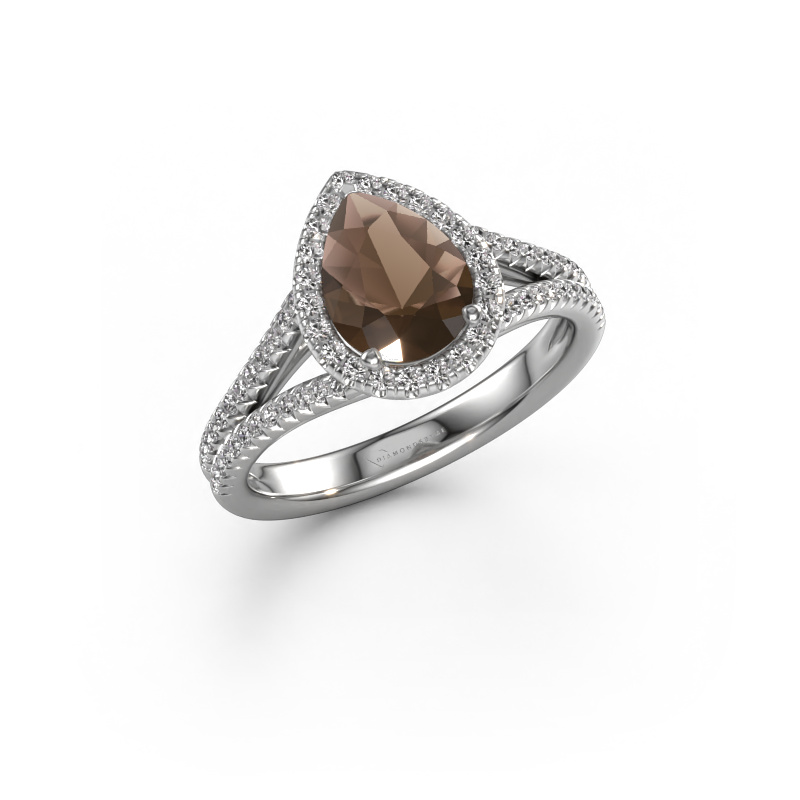 Image of Engagement ring Verla pear 2 950 platinum Smokey quartz 8x6 mm