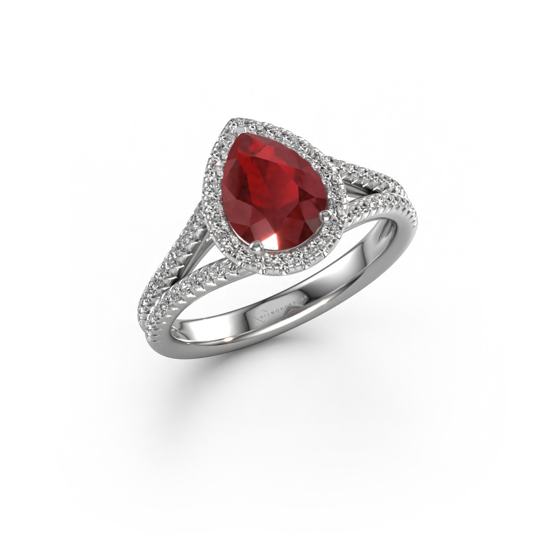 Image of Engagement ring Verla pear 2 950 platinum Ruby 8x6 mm