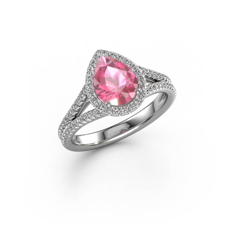 Image of Engagement ring Verla pear 2 950 platinum Pink sapphire 8x6 mm