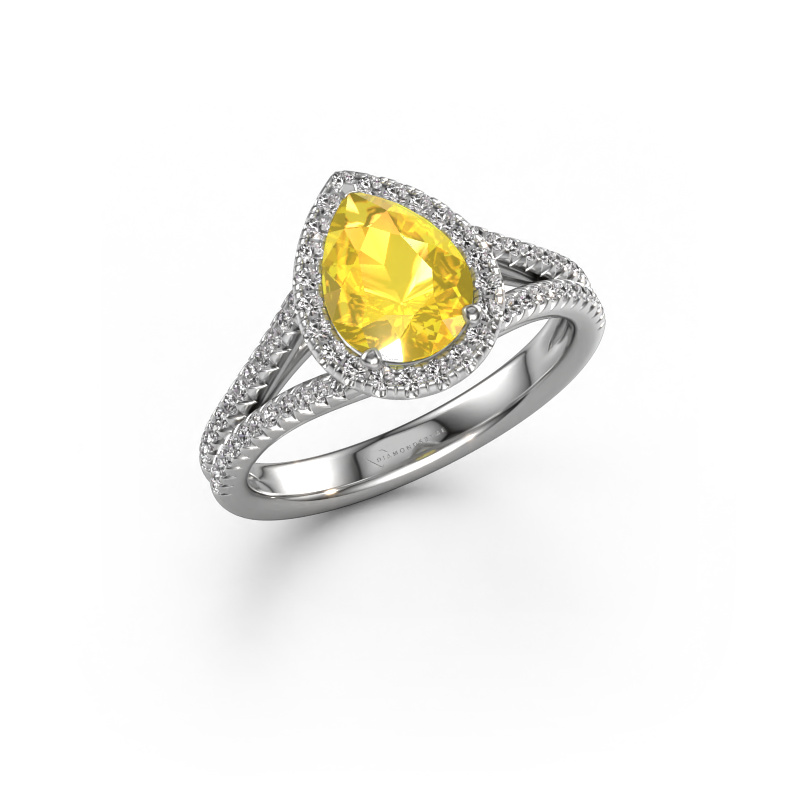 Bild von Verlobungsring Verla pear 2 950 Platin Gelb Saphir 8x6 mm
