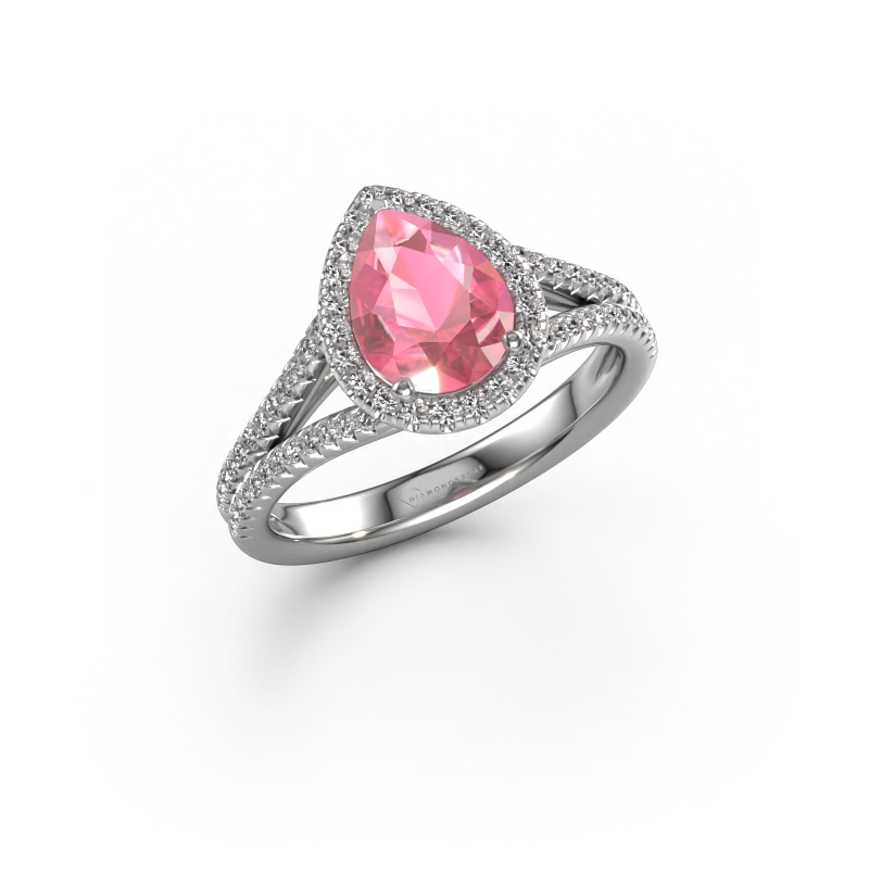 Image of Engagement ring Verla pear 2 950 platinum Tourmaline pink 8x6 mm