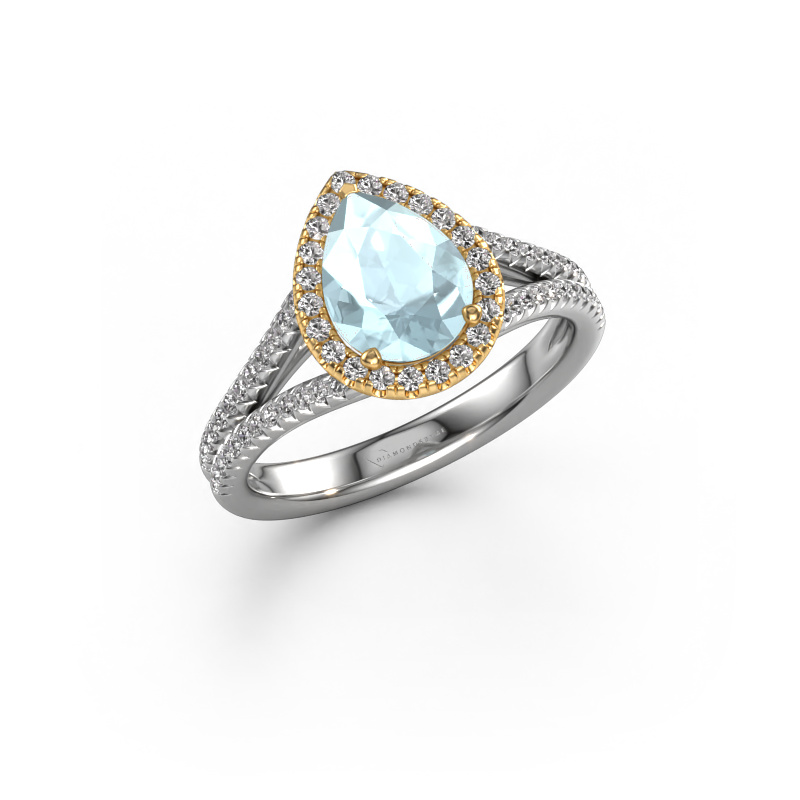 Image de Bague de fiançailles Verla pear 2 585 or blanc Aigue-marine 8x6 mm