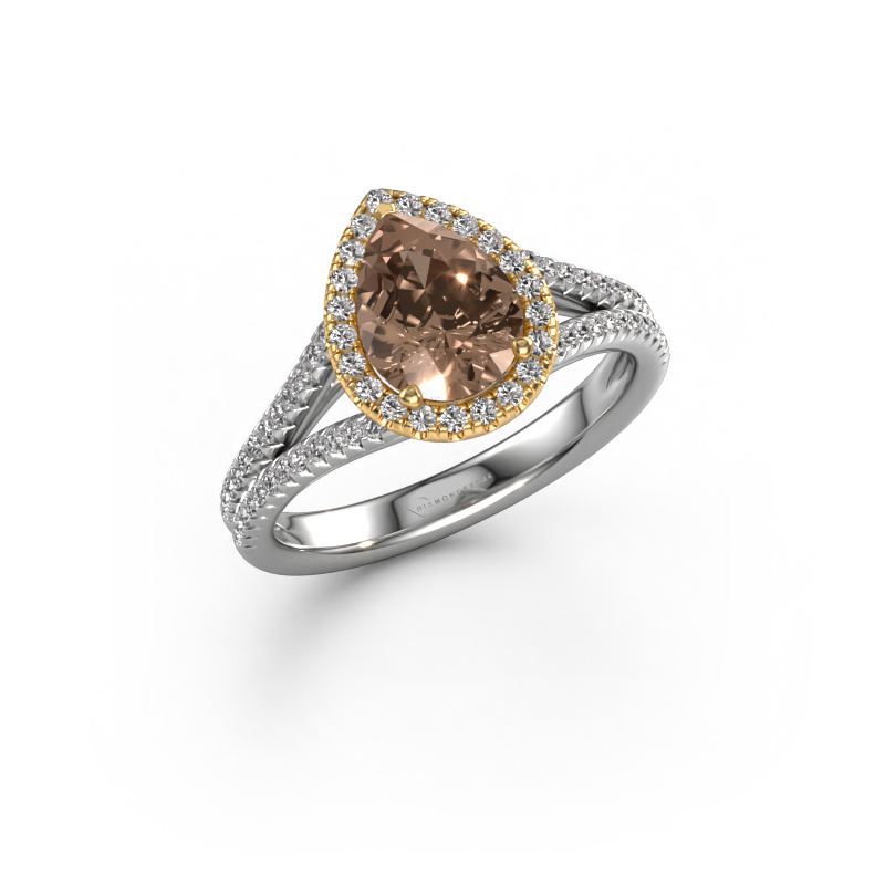 Image of Engagement ring Verla pear 2 585 white gold Brown diamond 1.387 crt