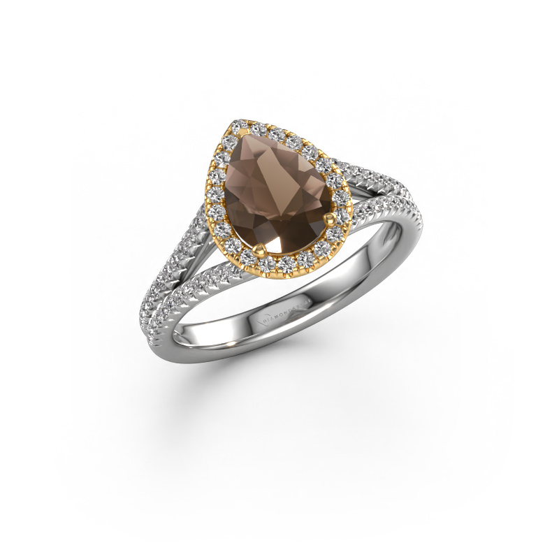 Bild von Verlobungsring Verla pear 2 585 Weißgold Rauchquarz 8x6 mm