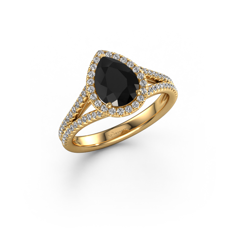 Image de Bague de fiançailles Verla pear 2 585 or jaune Diamant noir 1.637 crt