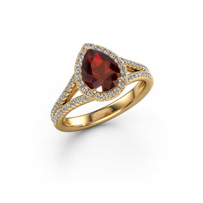 Image of Engagement ring Verla pear 2 585 gold Garnet 8x6 mm