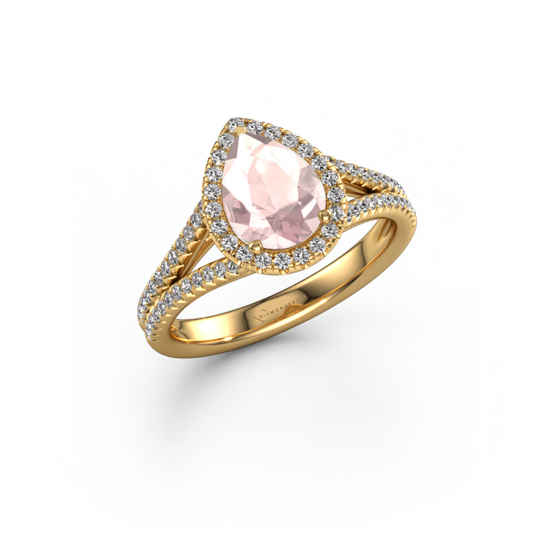 Image of Engagement ring Verla pear 2 585 gold Morganite champagne 8x6 mm