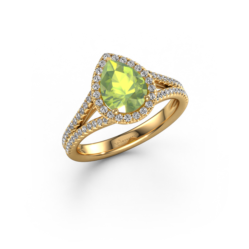 Image of Engagement ring Verla pear 2 585 gold Peridot 8x6 mm