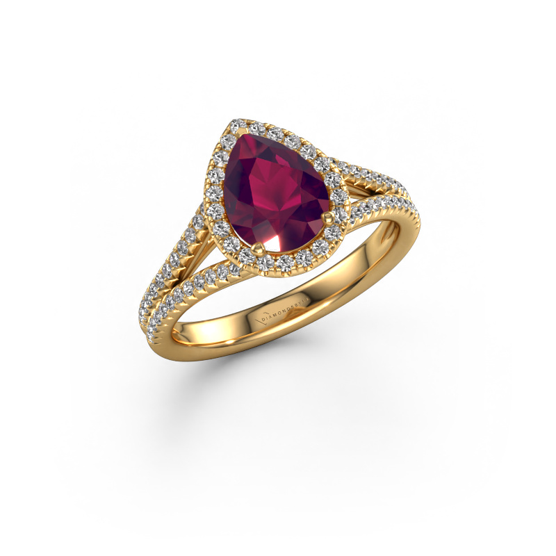 Image of Engagement ring Verla pear 2 585 gold Rhodolite 8x6 mm