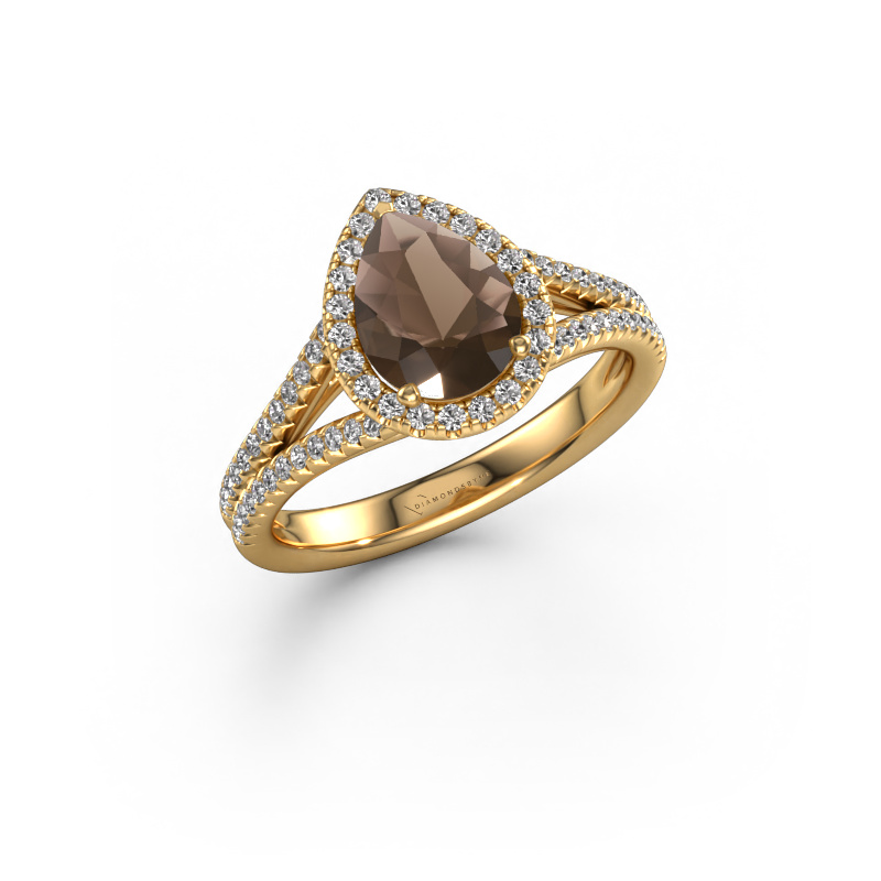 Image of Engagement ring Verla pear 2 585 gold Smokey quartz 8x6 mm