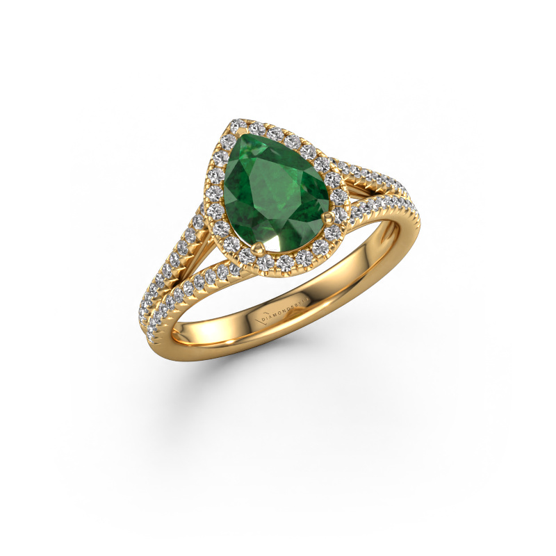 Image of Engagement ring Verla pear 2 585 gold Emerald 8x6 mm