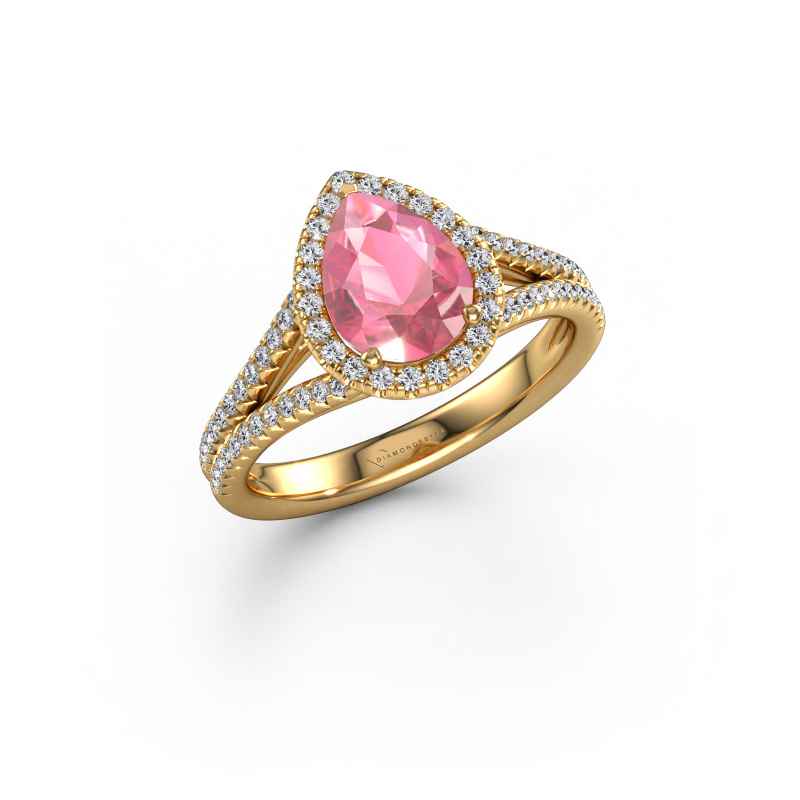 Image of Engagement ring Verla pear 2 585 gold Tourmaline pink 8x6 mm
