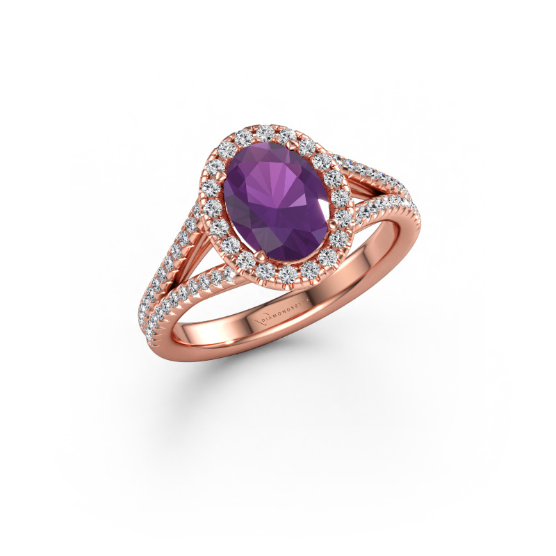 Immagine di Anello di fidanzamento Verla ovl 2 585 oro rosa Ametista 8x6 mm